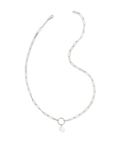 Jessica Sterling Silver Paperclip Necklace in Freshwater Cultured Pearl
