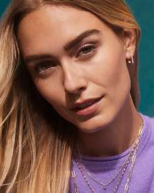 Ellen 18k Gold Vermeil Opal Huggie Earrings in Magenta Opal