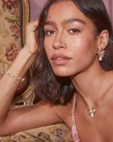 Kendra Scott x LoveShackFancy Pearl Bow Gold Necklace 