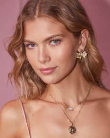 Kendra Scott x LoveShackFancy Pearl Bow Gold Statement Earrings 