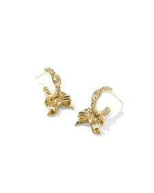 Kendra Scott x LoveShackFancy Crystal Bow Gold Huggie Earrings
