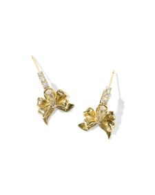 Kendra Scott x LoveShackFancy Crystal Bow Gold Huggie Earrings