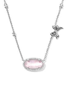 Kendra Scott x LoveShackFancy Elisa Pave Frame Silver Pendant Necklace