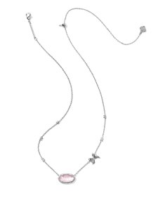 Kendra Scott x LoveShackFancy Elisa Pave Frame Silver Pendant Necklace