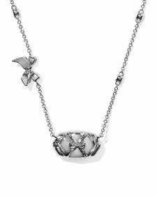 Kendra Scott x LoveShackFancy Elisa Pave Frame Silver Pendant Necklace