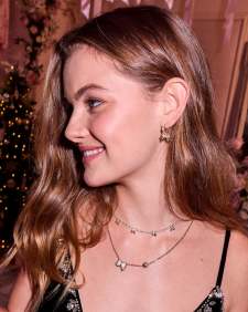Kendra Scott x LoveShackFancy Crystal Bow Gold Huggie Earrings