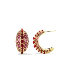 Krista Gold Hoop Earrings in Red Mix