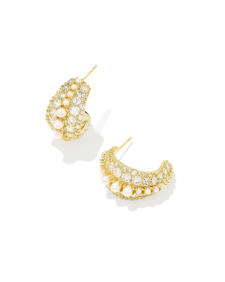 Krista Gold Hoop Earrings in White Mix
