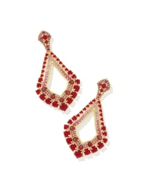 Krista Gold Statement Earrings in Red Mix
