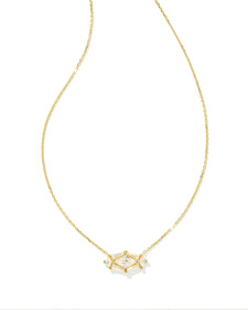 Lindy Rae Elisa Gold Short Pendant Necklace in White CZ