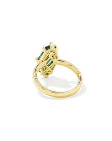 Lindy Rae Elyse Gold Cocktail Ring in Green Crystal