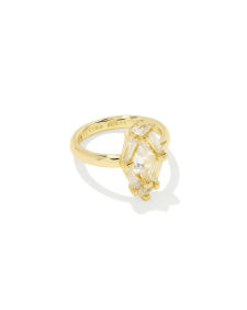 Lindy Rae Elyse Gold Cocktail Ring in White CZ