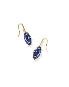 Lindy Rae Lee Gold Drop Earrings in Blue Crystal