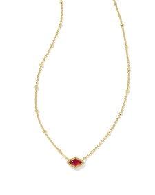 Mini Abbie Gold Satellite Short Pendant Necklace in Cranberry Illusion