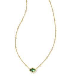 Mini Abbie Gold Satellite Short Pendant Necklace in Green Illusion