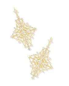Rosalie Gold Statement Earrings in White CZ