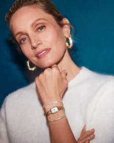 Holland Gold Hoop Earrings in White CZ