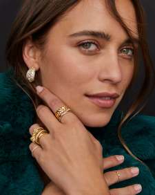 Krista Gold Bow Cocktail Ring in White Mix