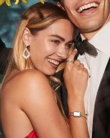 Krista Gold Statement Earrings in White Mix