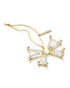 Blair Gold Bow Ornament in White