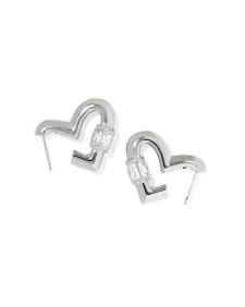Emery Heart Silver Hoop Earrings