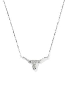 Diamond Accent 14k White Gold Longhorn Necklace in White Diamond