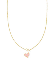 Dolly Parton x Kendra Scott Gold Ari Heart Music Note Short Pendant Necklace in Light Pink Drusy