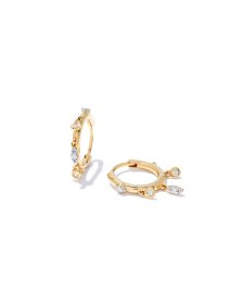 0.14 ct Willow 14k Yellow Gold Huggie Earrings in White Diamond