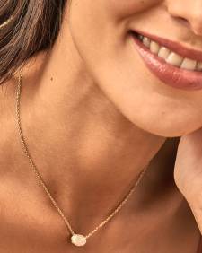 Grayson Gold Pendant Necklace in Iridescent Drusy