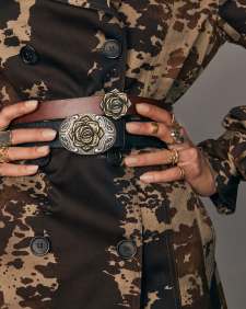 Rose Buckle Belt in Cognac Leather