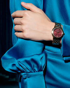 Alex Gold Tone Stainless Steel 35mm Watch in Burgundy Quartz