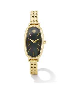 Elle Gold Tone Stainless Steel Watch in Black Mother-of-Pearl