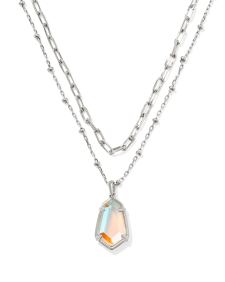 Alexandria Silver Satellite Multi Strand Necklace in Dichroic Glass