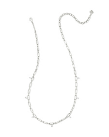 Cecelia Silver Crystal Chain Necklace in White CZ