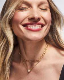 Cecelia Gold Crystal Chain Necklace in White CZ