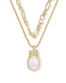 Daphne Bow Gold Multi Strand Necklace 