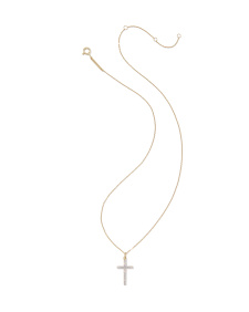 0.23 ct Lab Grown Diamond Cross Pendant Necklace in 14k Yellow Gold