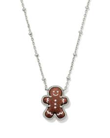 Gingerbread Silver Short Pendant Necklace 