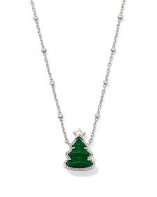 Holiday Tree Silver Short Pendant Necklace  
