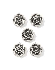 Ansel Rose Vintage Silver Button Cover Set of 5
