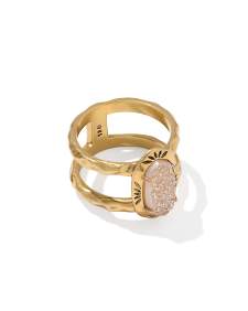 Elyse Vintage Gold Etch Frame Band Ring 