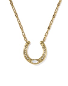 Noble Horseshoe Vintage Gold Large Long Pendant  