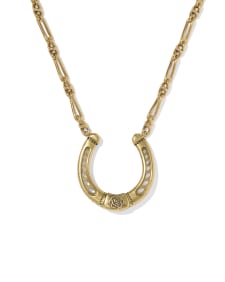 Noble Horseshoe Vintage Gold Large Long Pendant  