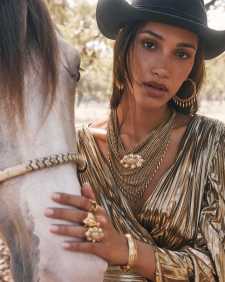 Keziah Vintage Gold Statement Bandana Necklace