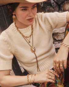 Melina Vintage Gold Link and Chain Necklace