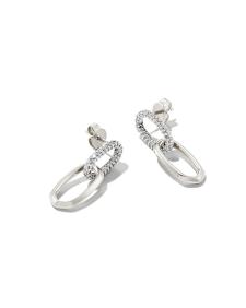 0.42 ct Elisa 14k White Gold Interlocking Drop Earrings in White Diamond