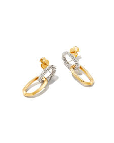 0.42 ct Elisa 14k Yellow Gold Interlocking Drop Earrings in White Diamond