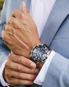 Evans Stainless Steel 44mm Chronograph Watch in Black