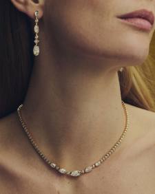 8.66 ct Lab Grown White Diamond Custom Elisa Tennis 14k Yellow Gold Necklace