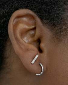 Austin Bar Silver Single Stud Earring in White CZ